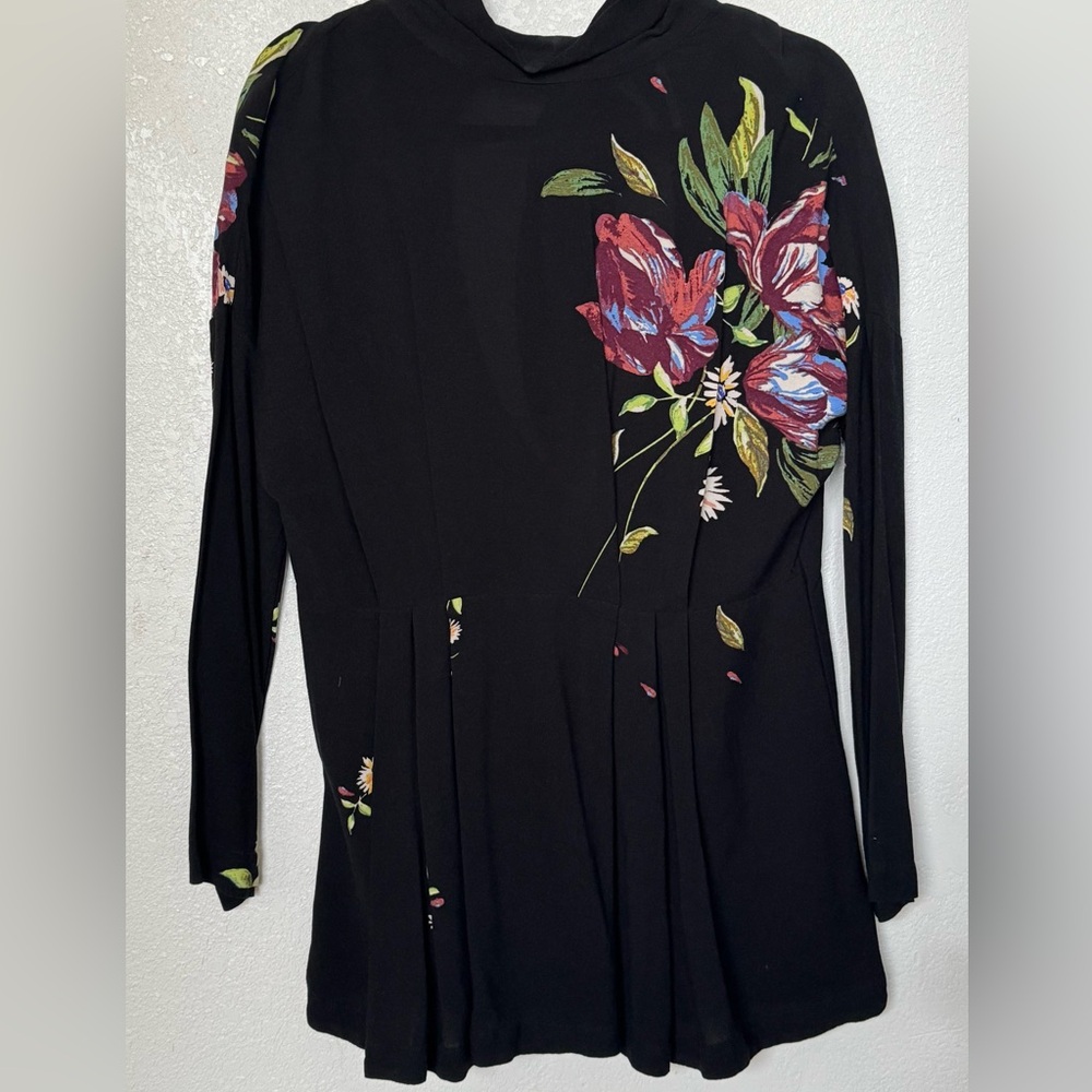 Free People Black Floral Blouse